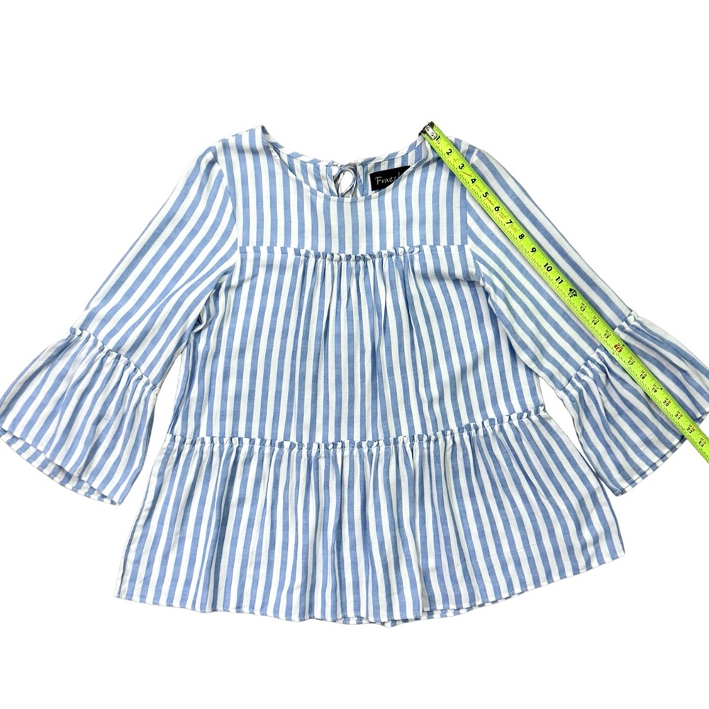 NEW WITH TAGS! Blue & White Striped Tiered Ruffle Tunic Top | Small - Picture 5 of 7